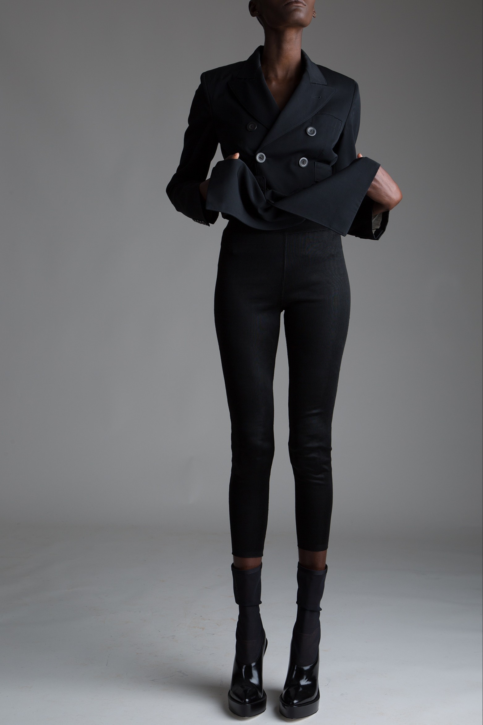 Jacquard knit high-rise leggings in black - Alaia